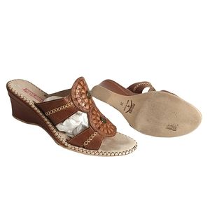 Pikolinos Leather Wedge heeled sandals stitching detail boho festival EU 38 US 7